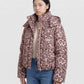 Short Oversized Leopard Puffer Jacket with Detachable Hood