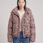 Short Oversized Leopard Puffer Jacket with Detachable Hood
