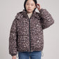 Short Oversized Leopard Puffer Jacket with Detachable Hood