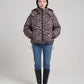 Short Oversized Leopard Puffer Jacket with Detachable Hood