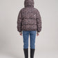 Short Oversized Leopard Puffer Jacket with Detachable Hood