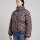 Short Oversized Leopard Puffer Jacket with Detachable Hood