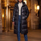 Extra-Long Shiny Hooded Puffer Jacket