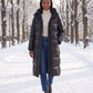 Extra-Long Shiny Hooded Puffer Jacket