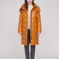 Long Shiny Puffer Jacket with Shoulder Tabs