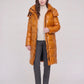 Long Shiny Puffer Jacket with Shoulder Tabs