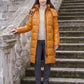 Long Shiny Puffer Jacket with Shoulder Tabs