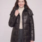 Long Shiny Puffer Jacket with Shoulder Tabs