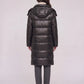 Long Shiny Puffer Jacket with Shoulder Tabs