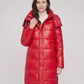 Long Shiny Puffer Jacket with Shoulder Tabs
