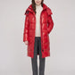 Long Shiny Puffer Jacket with Shoulder Tabs