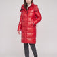 Long Shiny Puffer Jacket with Shoulder Tabs