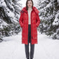 Long Shiny Puffer Jacket with Shoulder Tabs