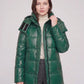 Long Shiny Puffer Jacket with Shoulder Tabs