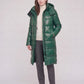Long Shiny Puffer Jacket with Shoulder Tabs