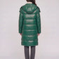 Long Shiny Puffer Jacket with Shoulder Tabs
