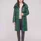 Long Shiny Puffer Jacket with Shoulder Tabs