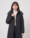 Long Black Puffer Jacket with Detachable Hood