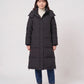Long Black Puffer Jacket with Detachable Hood