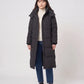 Long Black Puffer Jacket with Detachable Hood