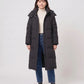 Long Black Puffer Jacket with Detachable Hood