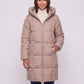 Long Hooded Puffer Jacket with Square Quilting