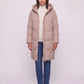 Long Hooded Puffer Jacket with Square Quilting