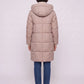 Long Hooded Puffer Jacket with Square Quilting