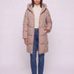 Long Hooded Puffer Jacket with Square Quilting