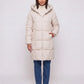 Long Hooded Puffer Jacket with Square Quilting