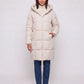 Long Hooded Puffer Jacket with Square Quilting