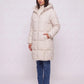 Long Hooded Puffer Jacket with Square Quilting