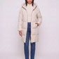 Long Hooded Puffer Jacket with Square Quilting