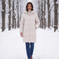 Long Hooded Puffer Jacket with Square Quilting