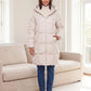 Long Hooded Puffer Jacket with Square Quilting
