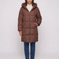 Long Hooded Puffer Jacket with Square Quilting