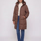 Long Hooded Puffer Jacket with Square Quilting