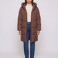 Long Hooded Puffer Jacket with Square Quilting