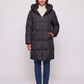 Long Hooded Puffer Jacket with Square Quilting