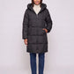 Long Hooded Puffer Jacket with Square Quilting