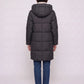 Long Hooded Puffer Jacket with Square Quilting