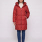 Long Hooded Puffer Jacket with Square Quilting