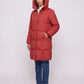 Long Hooded Puffer Jacket with Square Quilting