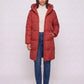 Long Hooded Puffer Jacket with Square Quilting