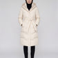 Long Hooded Puffer Jacket with Tie Belt
