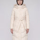 Long Hooded Puffer Jacket with Tie Belt
