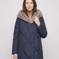 Long Puffer Jacket with Faux Fur-Lined Hood