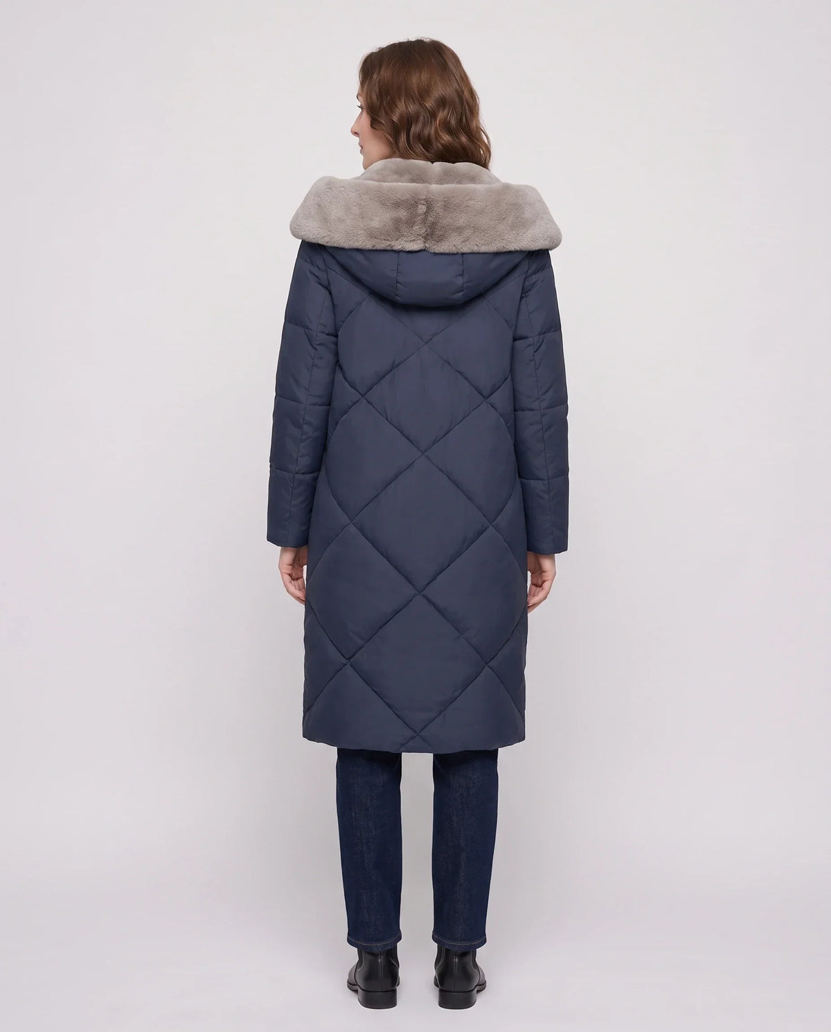 Long Puffer Jacket with Faux Fur-Lined Hood