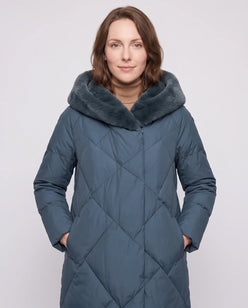 Long Puffer Jacket with Faux Fur-Lined Hood
