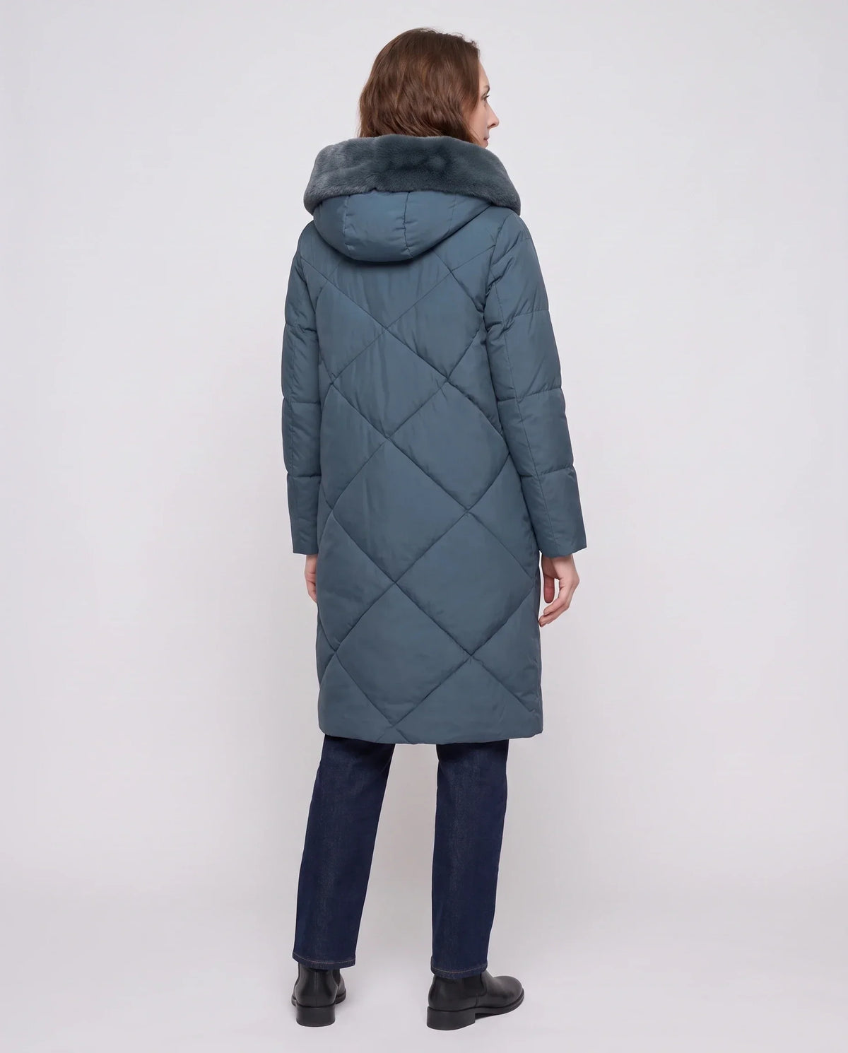 Long Puffer Jacket with Faux Fur-Lined Hood